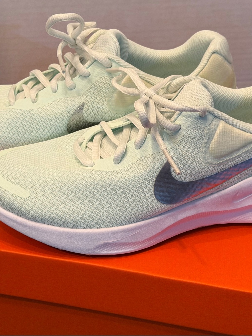 Nike Women's Running Shoes - Pale Mint with Grey Swoosh